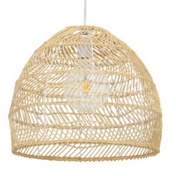 GloboStar® MALIBU 00973 Vintage Κρεμαστό Φωτιστικό Οροφής Μονόφωτο 1 x E27 Μπεζ Ξύλινο Μπαμπού Φ40 x Y35cm