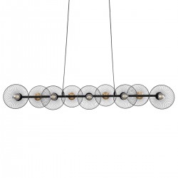 GloboStar® VERONA 00588 Μοντέρνο Κρεμαστό Φωτιστικό Οροφής Πολύφωτο 9 x E27 Μαύρο Μεταλλικό Πλέγμα Μ140 x Π28 x Υ20cm