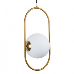 GloboStar® HAMBURG 00592 Μοντέρνο Κρεμαστό Φωτιστικό Οροφής Μονόφωτο 1 x E14 Χρυσό Μεταλλικό Γυάλινο Μπάλα Μ25 x Π20 x Υ50cm