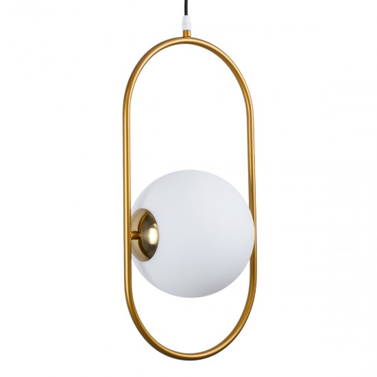 GloboStar® HAMBURG 00592 Μοντέρνο Κρεμαστό Φωτιστικό Οροφής Μονόφωτο 1 x E14 Χρυσό Μεταλλικό Γυάλινο Μπάλα Μ25 x Π20 x Υ50cm
