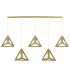 GloboStar® TRIANGLE 00610 Μοντέρνο Κρεμαστό Φωτιστικό Οροφής Πολύφωτο 5 x E27 Χρυσό Μεταλλικό Πλέγμα Μ170 x Π22 x Y130cm