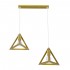 GloboStar® TRIANGLE 00615 Μοντέρνο Κρεμαστό Φωτιστικό Οροφής Δίφωτο 2 x E27 Χρυσό Μεταλλικό Πλέγμα Μ60 x Π22 x Y130cm