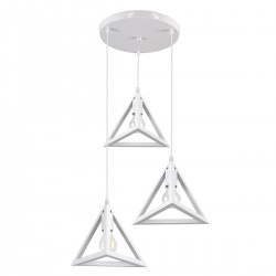 GloboStar® TRIANGLE 00617 Μοντέρνο Κρεμαστό Φωτιστικό Οροφής Τρίφωτο 3 x E27 Λευκό Μεταλλικό Πλέγμα Φ49 x Y130cm