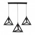 GloboStar® TRIANGLE 00621 Μοντέρνο Κρεμαστό Φωτιστικό Οροφής Τρίφωτο 3 x E27 Μαύρο Μεταλλικό Πλέγμα Μ70 x Π22 x Y130cm