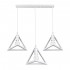GloboStar® TRIANGLE 00622 Μοντέρνο Κρεμαστό Φωτιστικό Οροφής Τρίφωτο 3 x E27 Λευκό Μεταλλικό Πλέγμα Μ70 x Π22 x Y130cm
