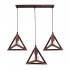 GloboStar® TRIANGLE 00623 Μοντέρνο Κρεμαστό Φωτιστικό Οροφής Τρίφωτο 3 x E27 Χάλκινο Μεταλλικό Πλέγμα Μ70 x Π22 x Y130cm