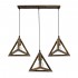 GloboStar® TRIANGLE 00624 Μοντέρνο Κρεμαστό Φωτιστικό Οροφής Τρίφωτο 3 x E27 Μπρούτζινο Μεταλλικό Πλέγμα Μ70 x Π22 x Y130cm