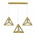 GloboStar® TRIANGLE 00625 Μοντέρνο Κρεμαστό Φωτιστικό Οροφής Τρίφωτο 3 x E27 Χρυσό Μεταλλικό Πλέγμα Μ70 x Π22 x Y130cm