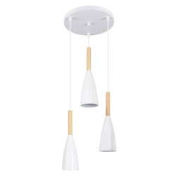 GloboStar® DILLON 00627 Μοντέρνο Κρεμαστό Φωτιστικό Οροφής Τρίφωτο 3 x E27 Λευκό Μεταλλικό Καμπάνα Φ26 x Υ130cm