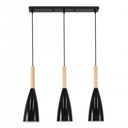 GloboStar® DILLON 00630 Μοντέρνο Κρεμαστό Φωτιστικό Οροφής Τρίφωτο 3 x E27 Μαύρο Μεταλλικό Καμπάνα Μ54 x Π14 x Υ130cm