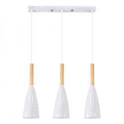GloboStar® DILLON 00631 Μοντέρνο Κρεμαστό Φωτιστικό Οροφής Τρίφωτο 3 x E27 Λευκό Μεταλλικό Καμπάνα Μ54 x Π14 x Υ130cm