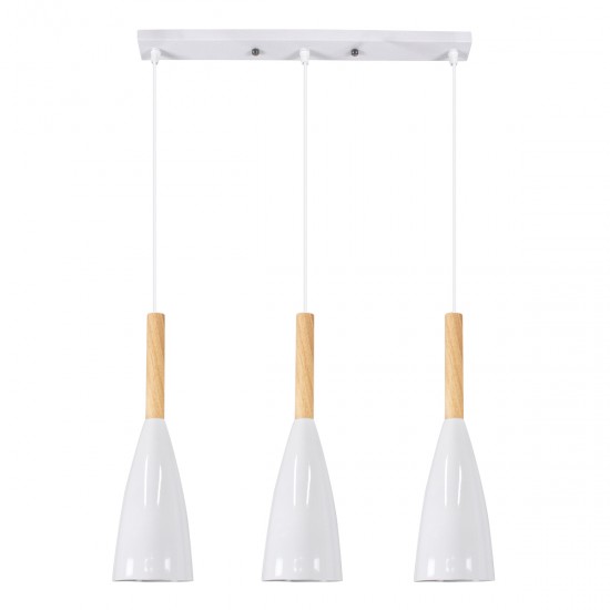 GloboStar® DILLON 00631 Μοντέρνο Κρεμαστό Φωτιστικό Οροφής Τρίφωτο 3 x E27 Λευκό Μεταλλικό Καμπάνα Μ54 x Π14 x Υ130cm