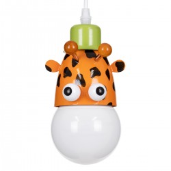 GloboStar® GIRAFFE 00638 Μοντέρνο Κρεμαστό Παιδικό Φωτιστικό Οροφής Μονόφωτο 1 x E27 Λευκό Πράσινο Πορτοκαλί Μαύρο Μεταλλικό Μ12 x Π10.5 x Υ13.5cm