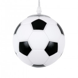 GloboStar® FOOTBALL 00643 Μοντέρνο Κρεμαστό Παιδικό Φωτιστικό Οροφής Μονόφωτο 1 x E27 Μαύρο Λευκό Γυάλινο Φ15 x Υ18cm
