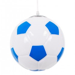 GloboStar® FOOTBALL 00648 Μοντέρνο Κρεμαστό Παιδικό Φωτιστικό Οροφής Μονόφωτο 1 x E27 Γαλάζιο Λευκό Γυάλινο Φ25 x Υ25cm