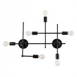 GloboStar® PIPING 00664-1 Vintage Industrial Φωτιστικό Οροφής Πολύφωτο Μαύρο Μεταλλικό Πλέγμα Μ66 x Π9.5 x Υ49cm