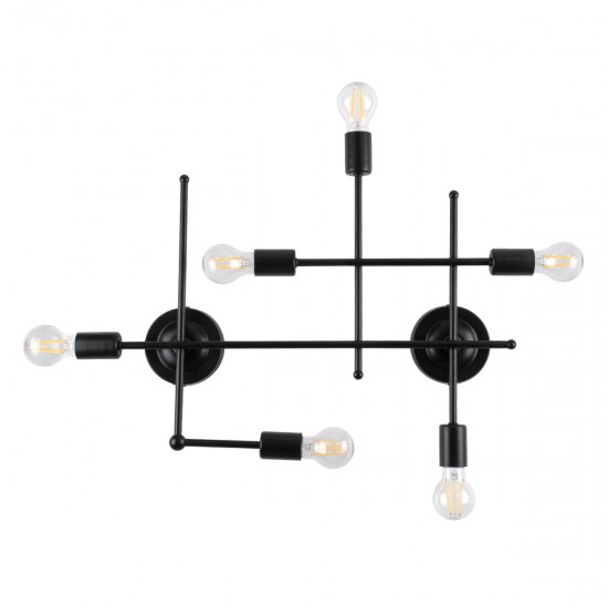 GloboStar® PIPING 00664-1 Vintage Industrial Φωτιστικό Οροφής Πολύφωτο Μαύρο Μεταλλικό Πλέγμα Μ66 x Π9.5 x Υ49cm