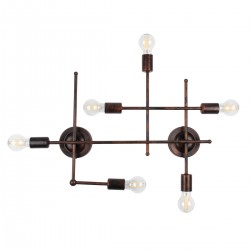 GloboStar® PIPING 00665-1 Vintage Industrial Φωτιστικό Οροφής Πολύφωτο Χάλκινο Μεταλλικό Πλέγμα Μ66 x Π9.5 x Υ49cm