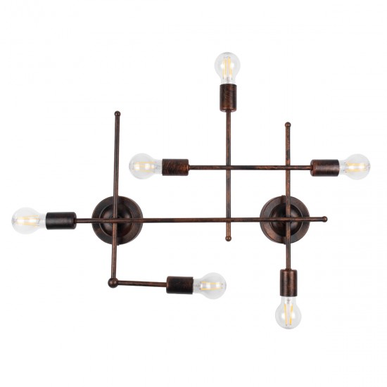 GloboStar® PIPING 00665-1 Vintage Industrial Φωτιστικό Οροφής Πολύφωτο Χάλκινο Μεταλλικό Πλέγμα Μ66 x Π9.5 x Υ49cm