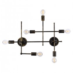 GloboStar® PIPING 00666-1 Vintage Industrial Φωτιστικό Οροφής Πολύφωτο Μπρούτζινο Μεταλλικό Πλέγμα Μ66 x Π9.5 x Υ49cm