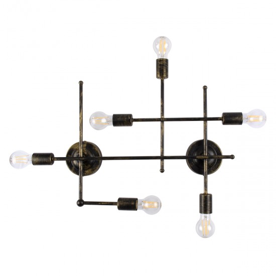 GloboStar® PIPING 00666-1 Vintage Industrial Φωτιστικό Οροφής Πολύφωτο Μπρούτζινο Μεταλλικό Πλέγμα Μ66 x Π9.5 x Υ49cm
