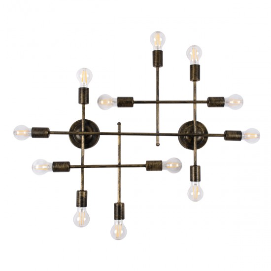 GloboStar® PIPING 00669-1 Vintage Industrial Φωτιστικό Οροφής Πολύφωτο Μπρούτζινο Μεταλλικό Πλέγμα Μ78.5 x Π9.5 x Υ64cm