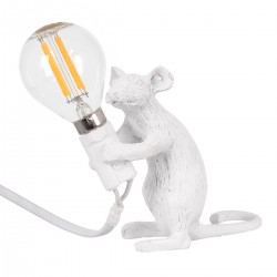 GloboStar® MOUSE 00679 Vintage Επιτραπέζιο Φωτιστικό Πορτατίφ Λαμπατέρ Μονόφωτο με Ντουί 1 x E14 AC 230V Λευκό Πλαστικό Μ12 x Π4 x Υ10cm