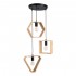 GloboStar® ELISE 00683 Μοντέρνο Κρεμαστό Φωτιστικό Οροφής Τρίφωτο 3 x E27 Μπεζ Μεταλλικό Ξύλινο Δρυς Ράγα Φ55 x Υ130cm