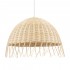 GloboStar® JAKARTA 00712 Vintage Κρεμαστό Φωτιστικό Οροφής Μονόφωτο 1 x E27 Μπέζ Ξύλινο Ψάθινο Μπαμπού Καμπάνα Φ50 x Y36cm