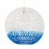 GloboStar® SANTOR 00729 Vintage Κρεμαστό Φωτιστικό Οροφής Μονόφωτο 1 x E27 Λευκό - Μπλε Καμπάνα με Σχοινί Φ50 x Υ50cm