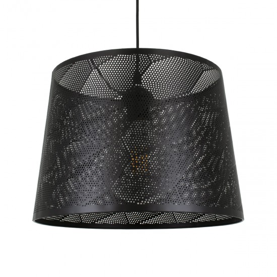 GloboStar® SPARKLE 00733 Μοντέρνο Κρεμαστό Φωτιστικό Οροφής Μονόφωτο 1 x E27 Μαύρο Μεταλλικό Πλέγμα Φ35 x Y26cm