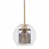 GloboStar® AVERY 00739 Μοντέρνο Κρεμαστό Φωτιστικό Οροφής Μονόφωτο 1 x E27 Διάφανο Γυάλινο με Χρυσό Μεταλλικό Πλέγμα Φ18 x Υ38cm