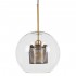 GloboStar® AVERY 00740 Μοντέρνο Κρεμαστό Φωτιστικό Οροφής Μονόφωτο 1 x E27 Διάφανο Γυάλινο με Χρυσό Μεταλλικό Πλέγμα Φ30 x Υ48cm