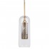 GloboStar® AVERY 00741 Μοντέρνο Κρεμαστό Φωτιστικό Οροφής Μονόφωτο 1 x E27 Διάφανο Γυάλινο με Χρυσό Μεταλλικό Πλέγμα Φ15 x Υ60cm