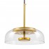 GloboStar® CHARLOTTE 00742 Μοντέρνο Κρεμαστό Φωτιστικό Οροφής Μονόφωτο Διάφανο Γυάλινο Χρυσό Μεταλλικό CREE LED 5W 500lm 180° AC 85-265V Θερμό Λευκό 2700K Φ23 x Υ23cm