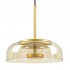 GloboStar® CHARLOTTE 00744 Μοντέρνο Κρεμαστό Φωτιστικό Οροφής Μονόφωτο Μελί Γυάλινο Χρυσό Μεταλλικό CREE LED 5W 500lm 180° AC 85-265V Θερμό Λευκό 2700K Φ23 x Υ23cm