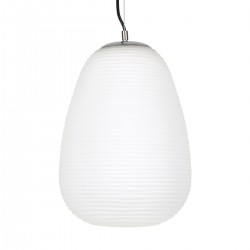 GloboStar® FREYA 00745 Μοντέρνο Κρεμαστό Φωτιστικό Οροφής Μονόφωτο 1 x E27 Λευκό Γυάλινο Φ24 x Υ35cm