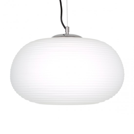 GloboStar® FREYA 00747 Μοντέρνο Κρεμαστό Φωτιστικό Οροφής Μονόφωτο 1 x E27 Λευκό Γυάλινο Φ34 x Υ23cm