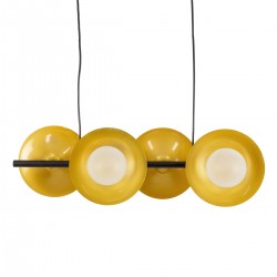 GloboStar® JOLIET 00782 Μοντέρνο Κρεμαστό Φωτιστικό Οροφής Πολύφωτο 4 x G9 AC 230V Μαύρο - Χρυσό Μεταλλικό Πλέγμα Μ65 x Π28 x Υ20cm