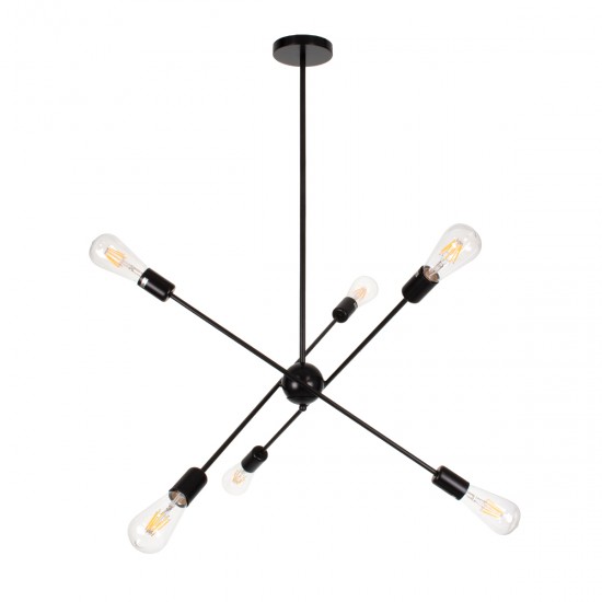 GloboStar® ZANE 00784 Μοντέρνο Φωτιστικό Οροφής Πολύφωτο Μαύρο Μεταλλικό Ράγα Φ70 x Y100cm