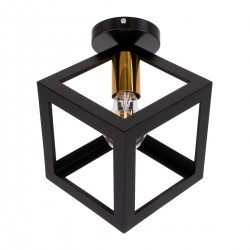 GloboStar® CUBE 00799 Μοντέρνο Φωτιστικό Οροφής Μονόφωτο Μαύρο Μεταλλικό Πλέγμα Φ25 x Y25cm