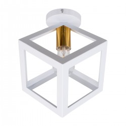 GloboStar® CUBE 00800 Μοντέρνο Φωτιστικό Οροφής Μονόφωτο Λευκό Μεταλλικό Πλέγμα Φ25 x Y25cm