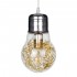 GloboStar® LAMP 00807 Μοντέρνο Κρεμαστό Φωτιστικό Οροφής Μονόφωτο 1 x E27 Ασημί Νίκελ Βάση και Χρυσό Ντουί Μεταλλικό Διάφανο Γυαλί Φ15 x Υ27cm