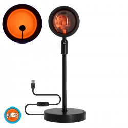 GloboStar® 00813 Μοντέρνο Minimal Επιτραπέζιο Φωτιστικό Μεταλλικό Μονόφωτο LED 12W DC 5V με Projector LENS Ειδικού Εφέ & Καλώδιο Τροφοδοσίας USB Rotation Head 180° SUNSET