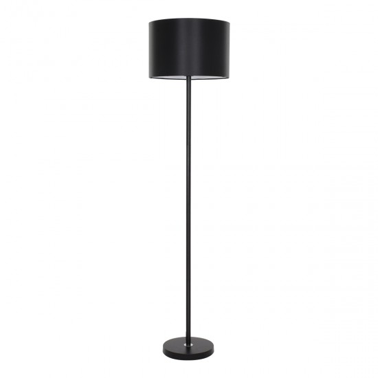 GloboStar® ASHLEY 00822 Μοντέρνο Φωτιστικό Δαπέδου Μονόφωτο 1 x E27 Μαύρο Μεταλλικό Καμπάνα με Μαύρο Ύφασμα & Μαύρη Βάση D35 x H145cm