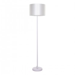GloboStar® ASHLEY 00823 Μοντέρνο Φωτιστικό Δαπέδου Μονόφωτο 1 x E27 Λευκό Μεταλλικό Καμπάνα με Λευκό Ύφασμα & Λευκή Βάση D35 x H145cm