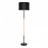 GloboStar® ASHLEY 00824 Μοντέρνο Φωτιστικό Δαπέδου Μονόφωτο 1 x E27 Μαύρο Μεταλλικό Καμπάνα με Μαύρο Ύφασμα & Εφέ Ξύλου D40 x H145cm