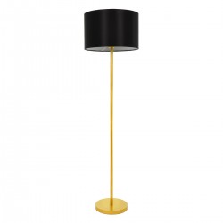 GloboStar® ASHLEY 00825 Μοντέρνο Φωτιστικό Δαπέδου Μονόφωτο 1 x E27 Χρυσό Μεταλλικό Καμπάνα με Μαύρο Ύφασμα & Χρυσή Βάση D40 x H148cm