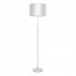 GloboStar® ASHLEY 00826 Μοντέρνο Φωτιστικό Δαπέδου Μονόφωτο 1 x E27 Λευκό Μεταλλικό Καμπάνα με Λευκό Ύφασμα & Εφέ Ξύλου D40 x H145cm