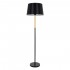 GloboStar® CEDAR 00827 Μοντέρνο Φωτιστικό Δαπέδου Μονόφωτο 1 x E27 Μαύρο Μεταλλικό Καμπάνα με Μαύρο Ύφασμα & Εφέ Ξύλου D40 x H148cm